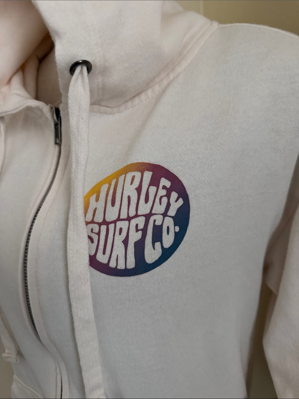 Hurley Cream Zip-Up Hoodie bwith Surf Patch - Picture 6 of 13
